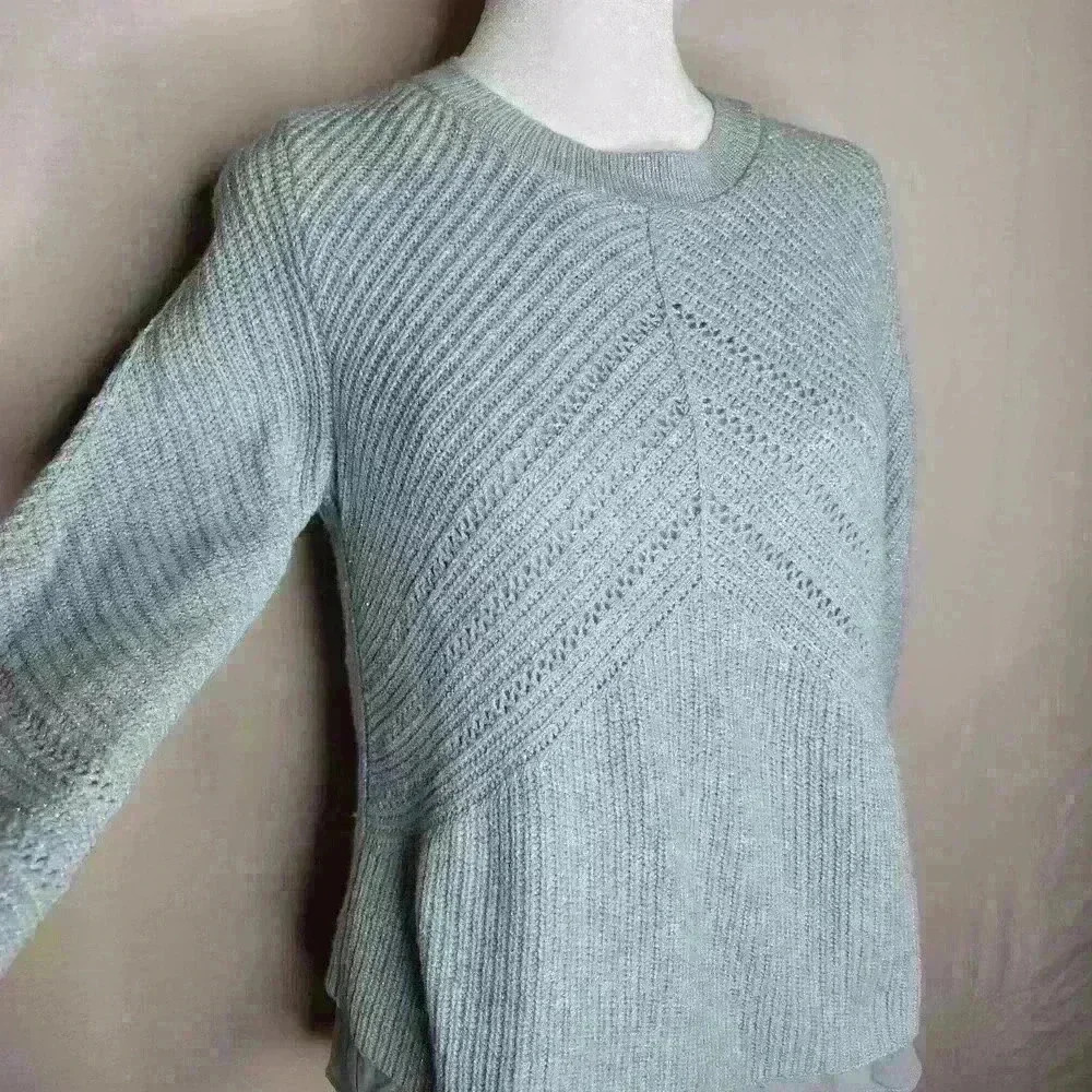 Lucky Brand women's light blue metallic sweater size small - Picture 3 of 6